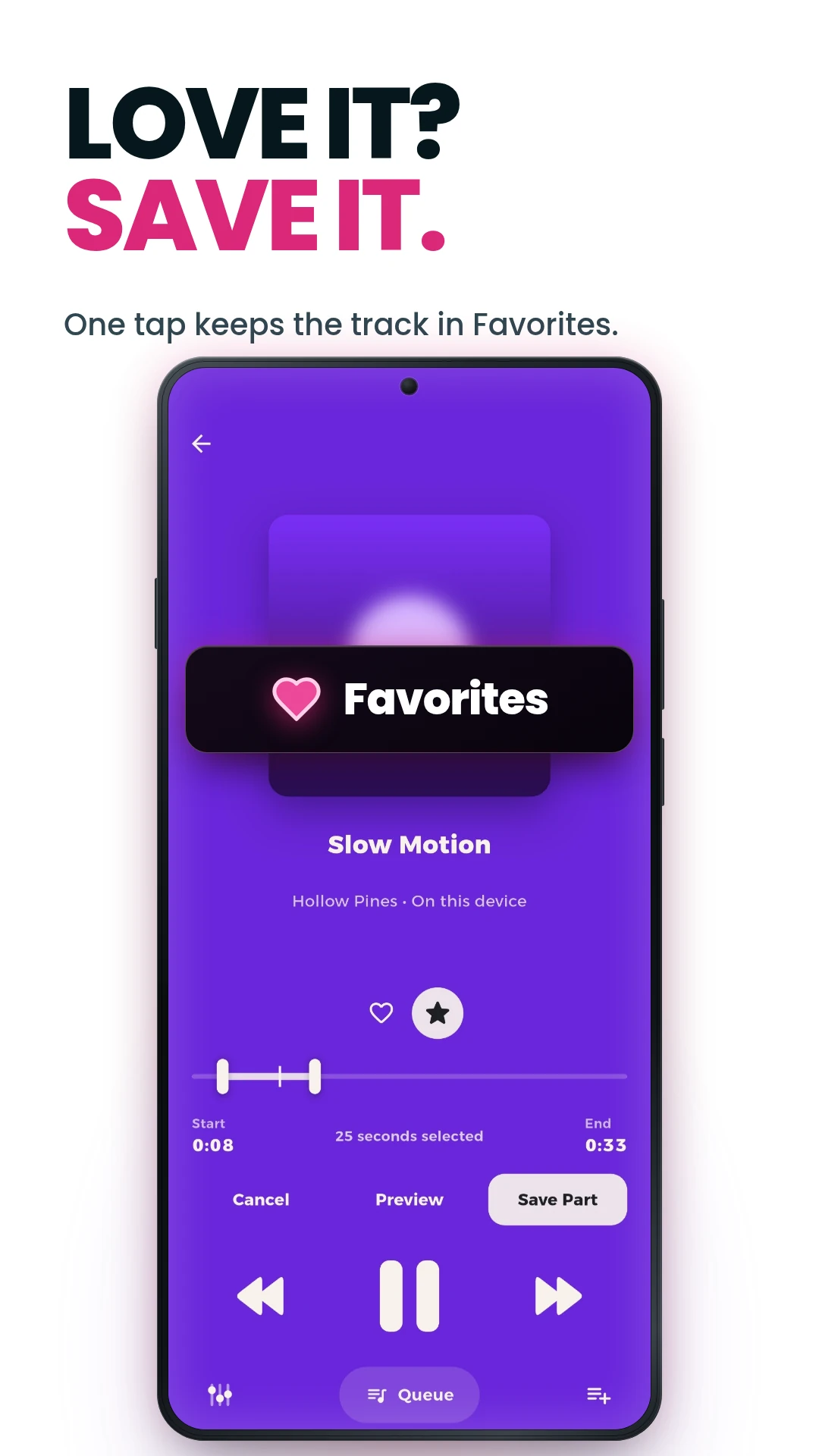 QBox Player — save a track to Favorites
