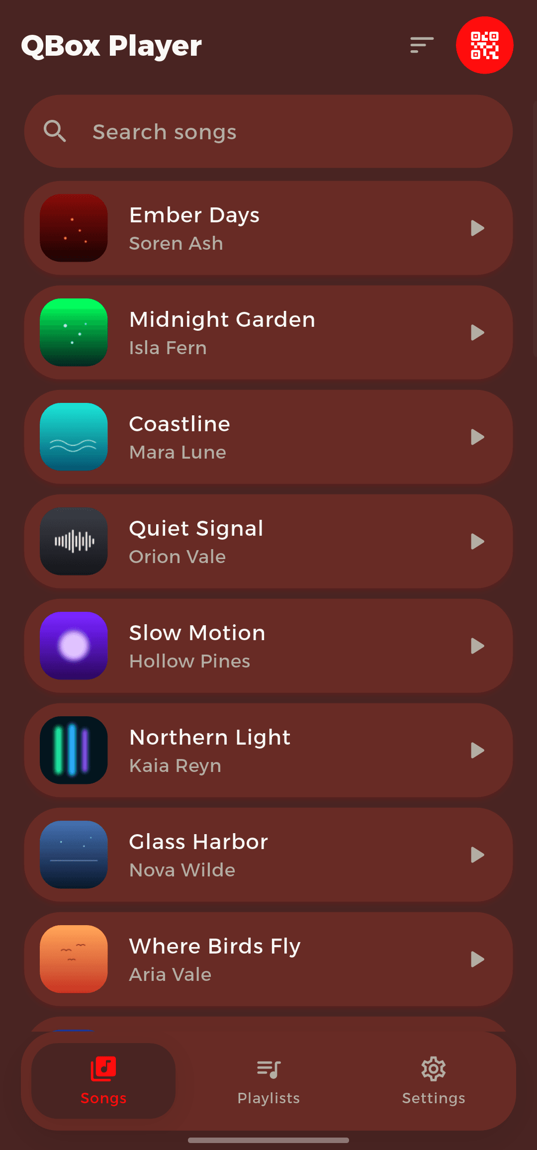 QBox Player — song library