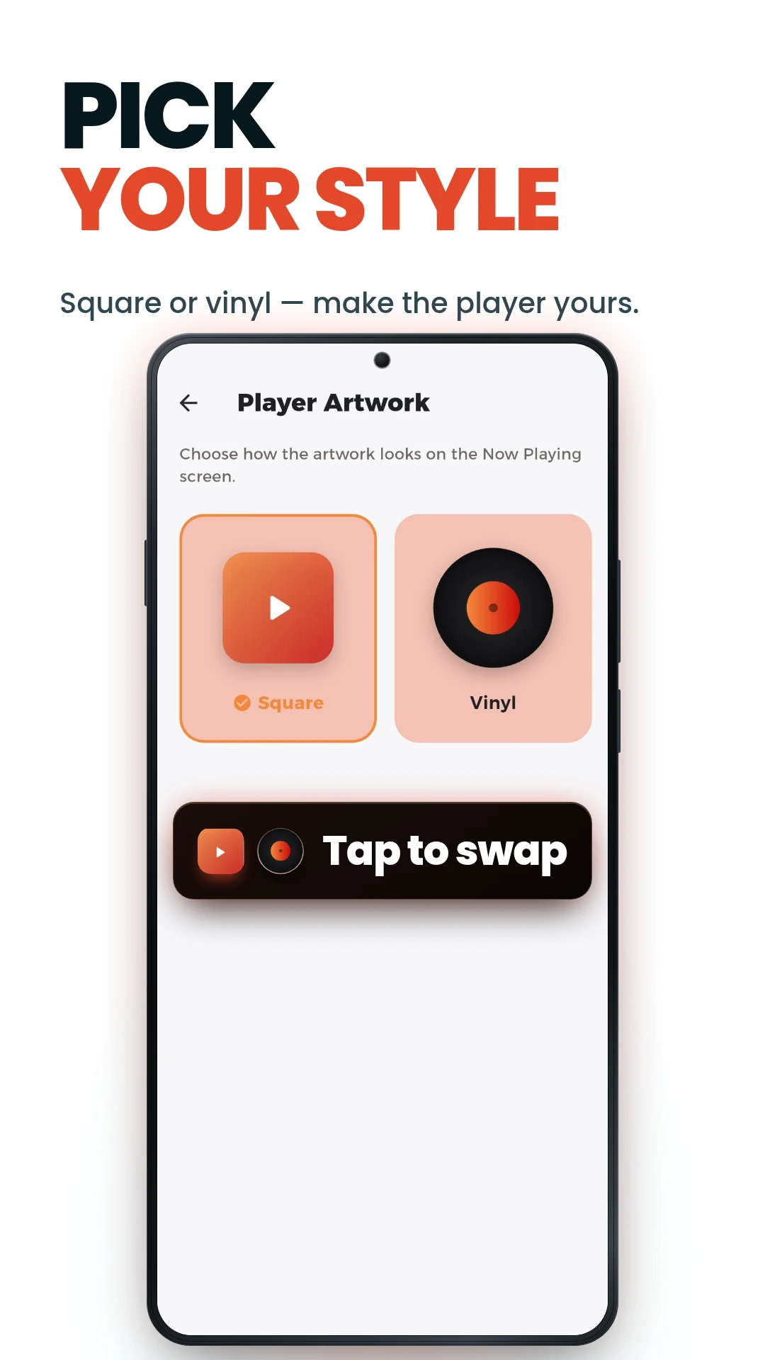 QBox Player — square or vinyl player artwork