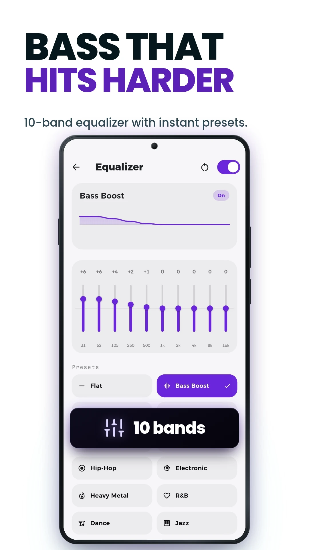 QBox Player — 10-band equalizer with presets